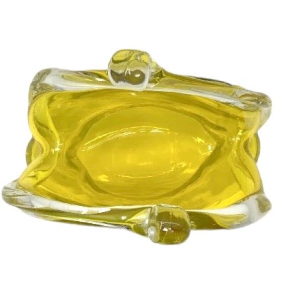 Vtg Design Society Murano Style Yellow Art Glass Blown Coin Purse Retro Chic - Picture 7 of 8
